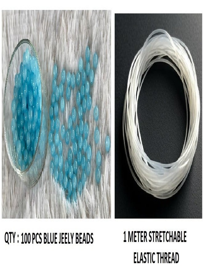 موريل خرز زجاجي كريستالي أزرق من موريل، 8 مم، لصنع إكسسوارات الموضة والمجوهرات، والقلائد والأساور والزينة | عبوة من 100 خيط خرز مع خيط مطاطي قابل للتمدد بطول متر واحد | - Image 4